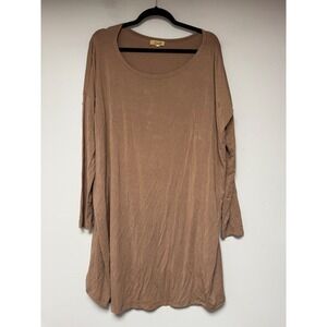 Piko 1988 Long Sleeve Tunic Top Brown Large Casual Everyday Comfort